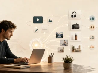 A digital creator using an AI-powered system to connect content, product recommendations, audiences and affiliate revenue